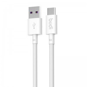 Budi USB uz USB-C kabelis Budi 5A, 1m (balts)