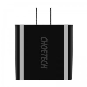 Настенное зарядное устройство Choetech Choetech C0026, штекер США, 3x USB-C с цифровым дисплеем 15 Вт (черный)