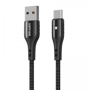 Кабель Vipfan USB-USB-C Vipfan Colorful X13, 3A, 1,2 м (черный)