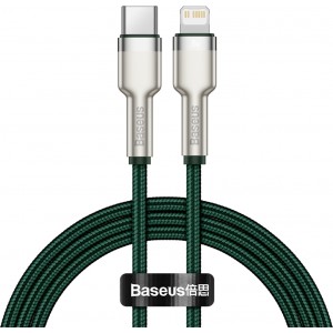 Baseus USB-C kabelis Lightning Baseus Cafule, PD, 20W, 1m (zaļš)