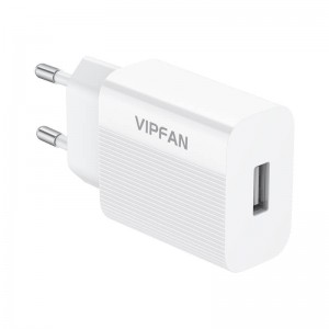 Vipfan Mains lādētājs Vipfan E01, 1x USB, 2.4A + Micro USB kabelis (balts)