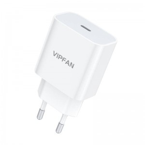 Vipfan tīkla lādētājs Vipfan E04, USB-C, 20W, QC 3.0 (balts)