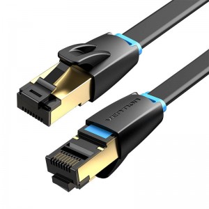 Vention Ethernet RJ45 plakanā tīkla kabelis Vention IKCBG, Cat.8, U/FTP, 1m (melns)