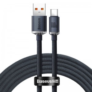 Baseus Crystal Shine Series cable USB cable for fast charging and data transfer USB Type A - USB Type C 100W 1.2m black (CAJY000401)