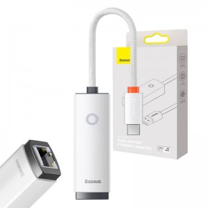 Baseus tīkla adapteris Baseus Lite sērijas USB-C līdz RJ45 (balts)