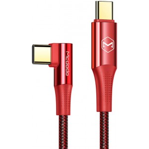 Mcdodo kabelis USB-C uz USB-C Mcdodo CA-8321 100W 90 Degree 1.2m (sarkans)