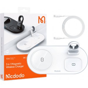 Mcdodo bezvadu lādētājs Mcdodo CH-7062 3 in 1 15W (mobilais/TWS/Apple pulkstenis) (balts)