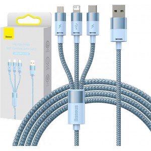 USB-кабель Baseus 3 в 1 серии Baseus StarSpeed, USB-C + Micro + Lightning 3,5A, 1,2 м (синий)