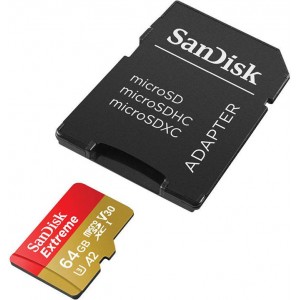 Sandisk Memory card SANDISK EXTREME microSDXC 64 GB 170/80 MB/s UHS-I U3 ActionCam (SDSQXAH-064G-GN6AA)