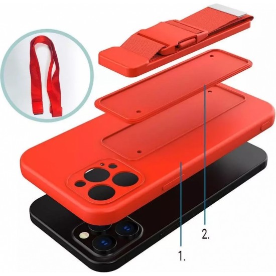 4Kom.pl Rope Case Silicone Cover with Lanyard Purse Lanyard Strap for Samsung Galaxy A33 5G Red