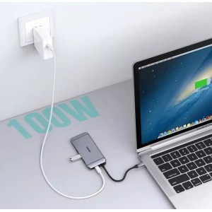 Choetech 9in1 daudzfunkcionāls C tipa USB HUB - 3x USB 3.2 Gen 1 / SD un TF karšu lasītājs / HDMI 4K 30Hz / VGA Full HD 60Hz / C tipa USB / RJ45 pelēks (HUB-M15 pelēks)