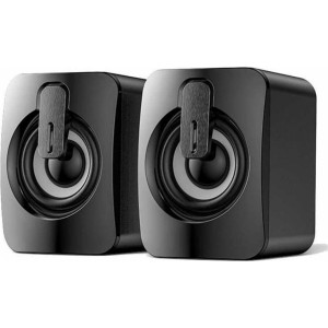 Alogy Mini Stereo Wired HIFI USB 2.0 Computer Speakers with Microphone Black