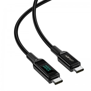Acefast kabelis USB-C līdz USB-C Acefast C6-03 ar displeju, 100W, 2m (melns)