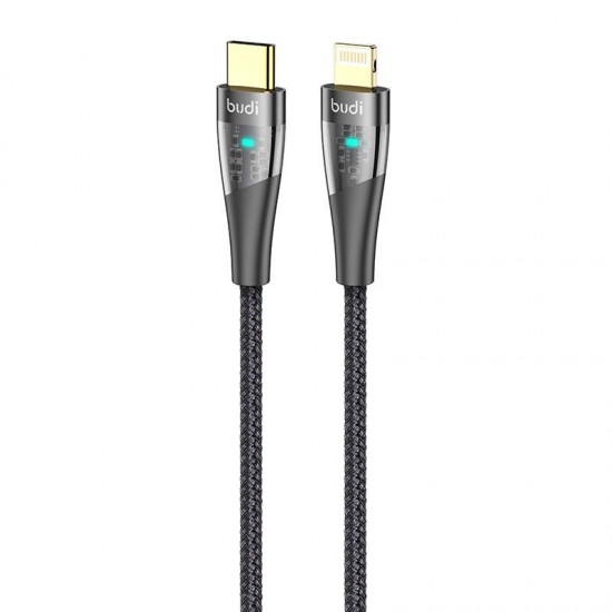 Budi USB-C līdz zibens kabelim Budi 20W 1.5m (melns)
