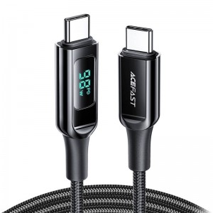 Acefast kabelis USB-C līdz USB-C Acefast C6-03 ar displeju, 100W, 2m (melns)