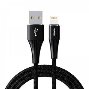Кабель Vipfan USB-Lightning Vipfan A01, 3A, 1,2 м, в оплетке (черный).