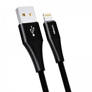 Vipfan USB to Lightning kabelis Vipfan A01, 3A, 1.2m, pīts (melns).