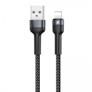 Remax kabelis USB Lightning Remax Jany Alloy, 1m, 2.4A (melns)