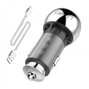 Ldnio C1 USB, USB-C Automašīnas lādētājs + Kabel USB-C kabelis