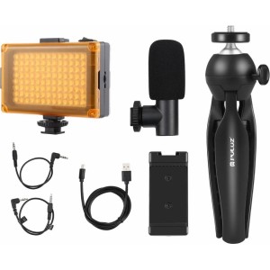 Комплект для прямой трансляции Puluz Крепление для штатива Puluz + светодиодная лампа + микрофон + зажим для телефона