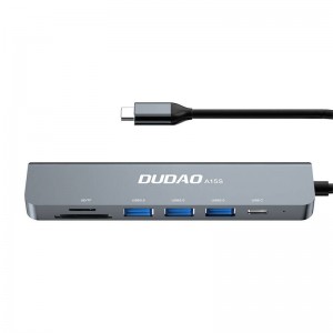 Адаптер Dudao 6в1 Dudao A15S USB-C на 3x USB, 1x USB-C, SD / TF (серый)