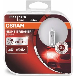 Osram Галогенная лампа Osram H11 12V 55W PGJ19-2 NIGHT BREAKER SILVER+100% /2pcs