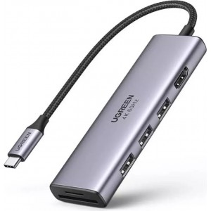 Ugreen 6in1 multifunctional USB HUB Type C - 3x USB 3.2 Gen 1 / HDMI 4K 60Hz / SD and TF card reader gray (60383 CM511)