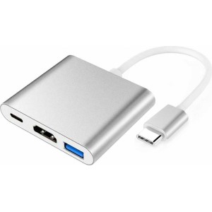 Alogy HUB 3in1 Adapter USB-C 3.0 HDMI USB-A Silver