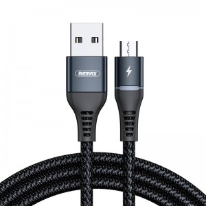 Remax kabelis USB Micro Remax krāsaina gaisma, 2.4A, 1m (melna)