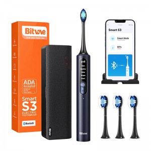 Зубная щетка Bitvae Sonic с приложением, набором наконечников, дорожным футляром и держателем для зубной щетки S3 (темно-синий)