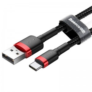 Кабель Baseus Cafule USB-C 2A 3 м (черный + красный)