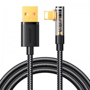 Joyroom leņķa kabelis uz USB-A / Lightning / 1.2m Joyroom S-UL012A6 (melns)