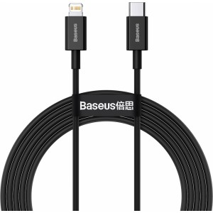 Baseus Superior sērijas kabelis USB-C līdz iP, 20W, PD, 2m (melns)