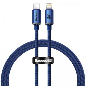 Кабель Baseus Crystal USB-C — Lightning, 20 Вт, 1,2 м (синий)