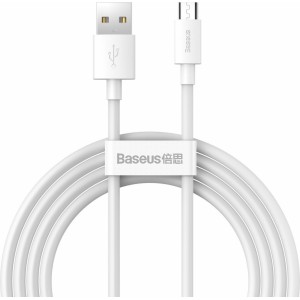 Baseus Simple Wisdom datu kabeļa komplekts USB to Micro 2.1A (2PCS/Set) 1.5m Balts