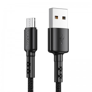 Vipfan USB uz Micro USB kabeli Vipfan X02, 3A, 1.2m (melns)