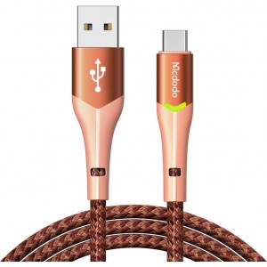 Mcdodo USB uz USB-C Mcdodo Magnificence CA-7962 LED kabelis, 1m (oranžs)