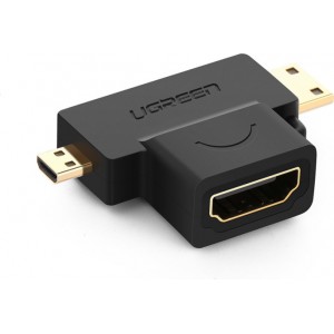 Ugreen 20144 HDMI Type A (гнездо) на mini HDMI (папа) / micro HDMI (папа) адаптер с 4K Поддержкой