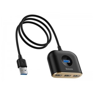 Baseus Square Round 4w1 HUB Adapter 1x USB 3.0 3x USB 2.0 micro 1m Black