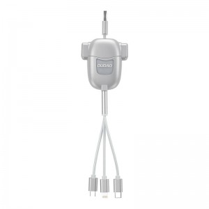 Dudao USB kabelis Dudao L8PRO 3-in-1 USB-C / Lightning / Micro 3A, 1,1m (sudrabs)