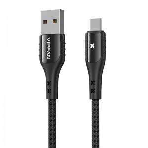 Vipfan USB uz Micro USB kabelis Vipfan Krāsains X13, 3A, 1.2m (melns)