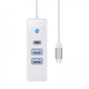 Orico Hub adapteris USB-C līdz 2x USB 3.0 + USB-C, 5 Gbps, 0.15m (balts)