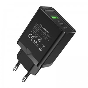 Вентиляционное настенное зарядное устройство EU USB-A (18 Вт), USB-C (20 Вт) Vention FBBB0-EU, 2.4A, PD3.0 (черный)