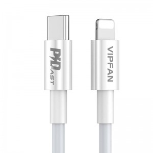 Vipfan USB-C do Lightning Cable Vipfan P01, 3A, PD, 1m (balts)