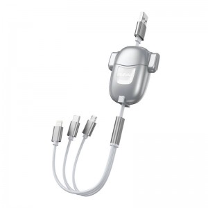 USB-кабель Dudao Dudao L8PRO 3-в-1 USB-C / Lightning / Micro 3A, 1,1 м (серебристый)