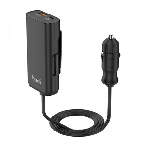 Автомобильное зарядное устройство Budi 105 Вт, USB + USB-C, PD + QC 3.0 (черный)