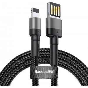 Baseus Lightning USB kabelis (atgriezenisks) Baseus Cafule 2.4A 1m (pelēks-melns)