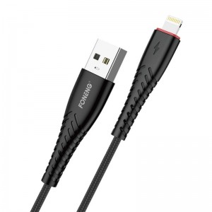 Foneng X15 USB uz zibens kabeli, 2.4A, 1.2m (melns)