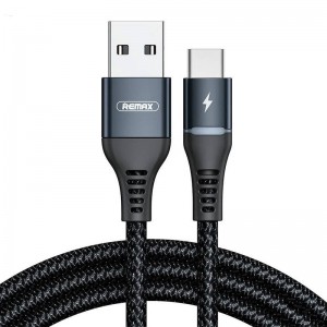 Remax kabelis USB-C Remax krāsaina gaisma, 1m, 2.4A (melna)