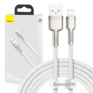 Baseus Cafule Metal Data USB - Lightning cable 2.4 A 2 m white (CALJK-B02)